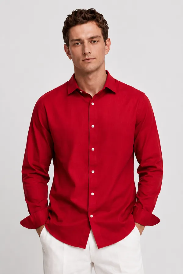 Crimson_Red_Linen_Blend_Shirt