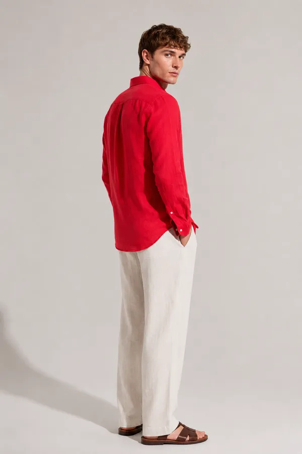 100_Pure_Linen_Red_Shirt
