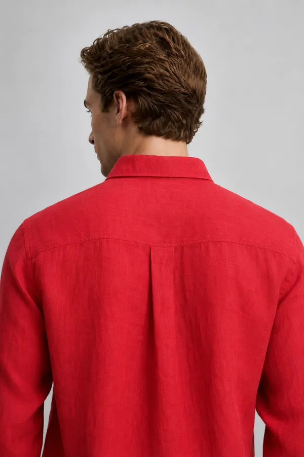 100_Pure_Linen_Red_Shirt
