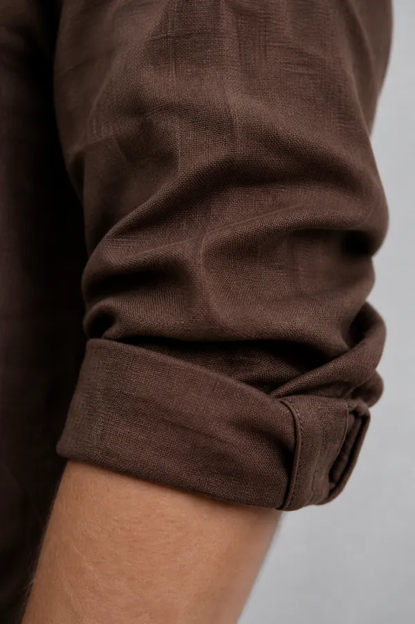 Coffee_Brown_Linen_Blend_Shirt
