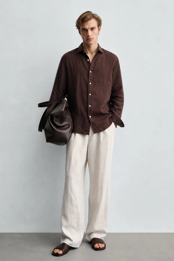 Coffee_Brown_Linen_Blend_Shirt