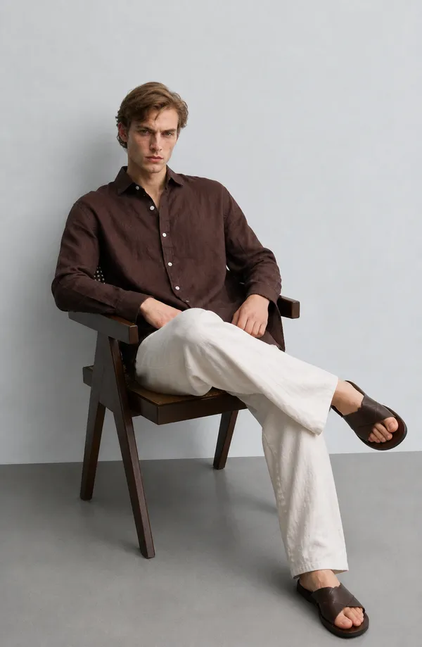 Coffee_Brown_Linen_Blend_Shirt