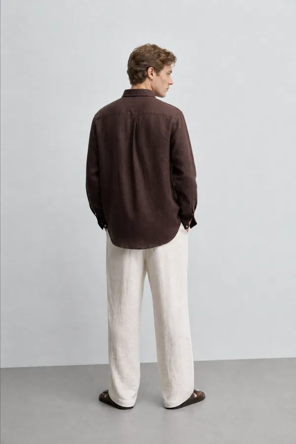 Coffee_Brown_Linen_Blend_Shirt