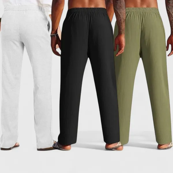 Combo_Of_3_Linen_Loose_Fit_Men_Pant_Olive_Green_Black_And_Light_Gray_50347