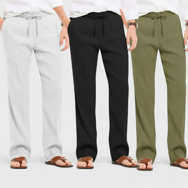 Combo_Of_3_Linen_Loose_Fit_Men_Pant_Olive_Green_Black_And_Light_Gray_50347