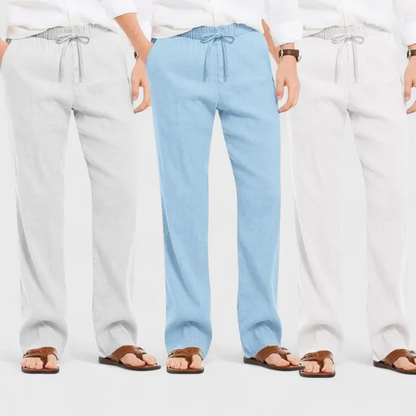 Combo_Of_3_Linen_Loose_Fit_Men_Pant_White_Blue_And_Light_Gray_50356