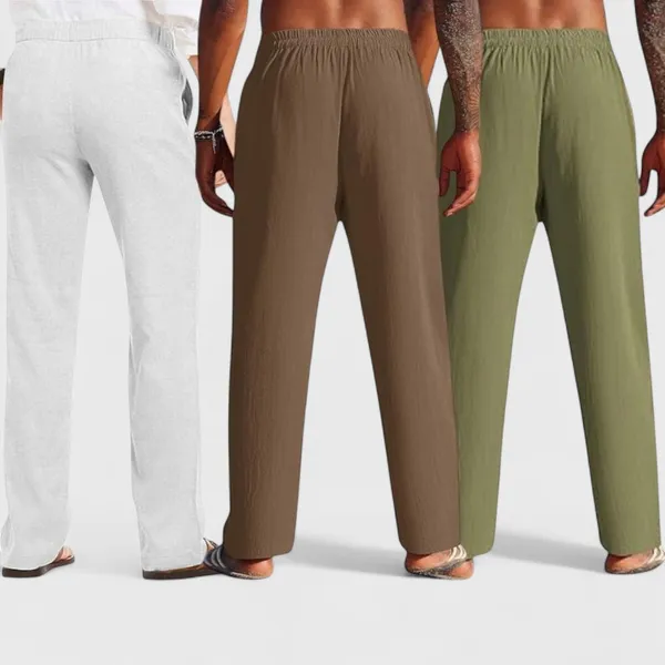 Combo_Of_3_Linen_Loose_Fit_Men_Pant_Olive_Green_Brown_And_Light_Gray_50360