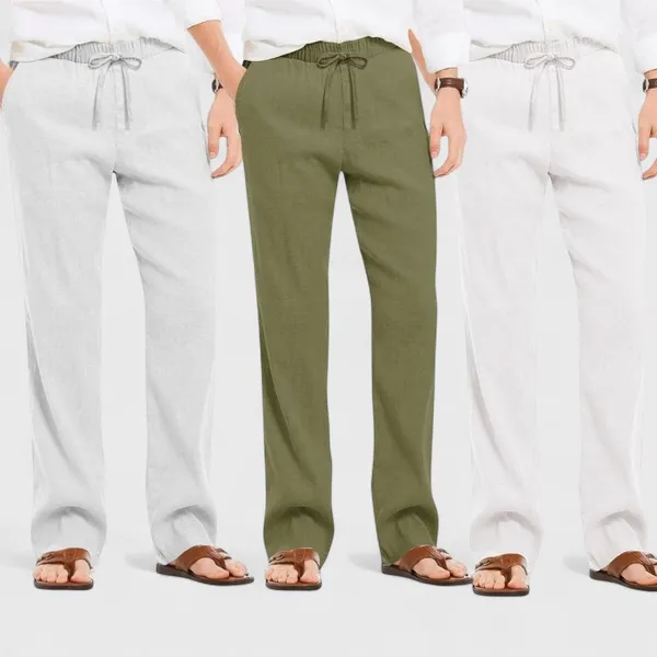 Combo_Of_3_Linen_Loose_Fit_Men_Pant_White_Olive_Green_And_Light_Gray_50376