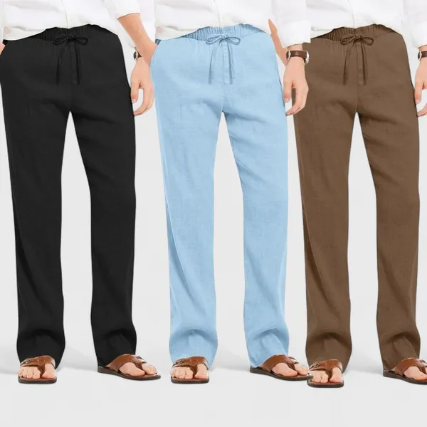 Combo_Of_3_Linen_Loose_Fit_Men_Pant_Brown_Blue_And_Black_50378