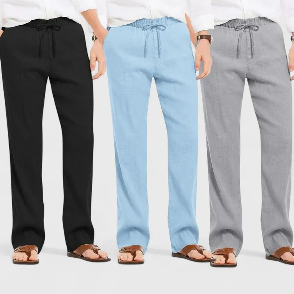 Combo_Of_3_Linen_Loose_Fit_Men_Pant_Gray_Blue_And_Black_50379