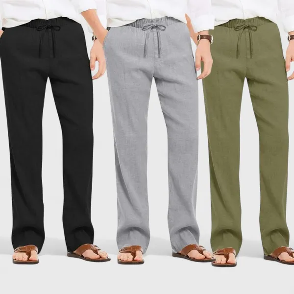 Combo_Of_3_Linen_Loose_Fit_Men_Pant_Olive_Green_Gray_And_Black_50393