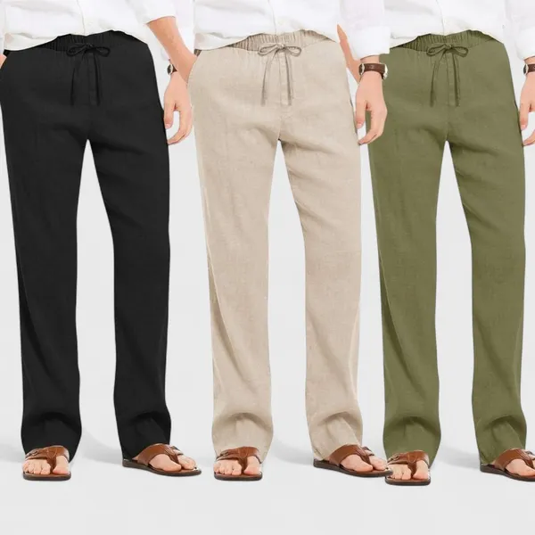 Combo_Of_3_Linen_Loose_Fit_Men_Pant_Olive_Green_Light_Beige_And_Black_50397