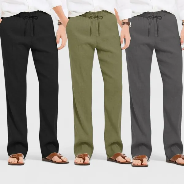 Combo_Of_3_Linen_Loose_Fit_Men_Pant_Dark_Gray_Olive_Green_And_Black_50403