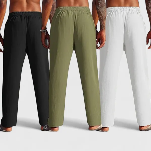 Combo_Of_3_Linen_Loose_Fit_Men_Pant_White_Olive_Green_And_Black_50404