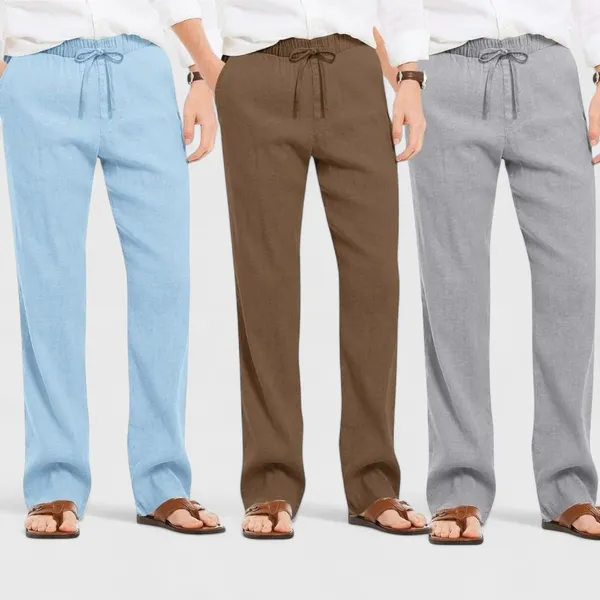 Combo_Of_3_Linen_Loose_Fit_Men_Pant_Gray_Brown_And_Blue_50406