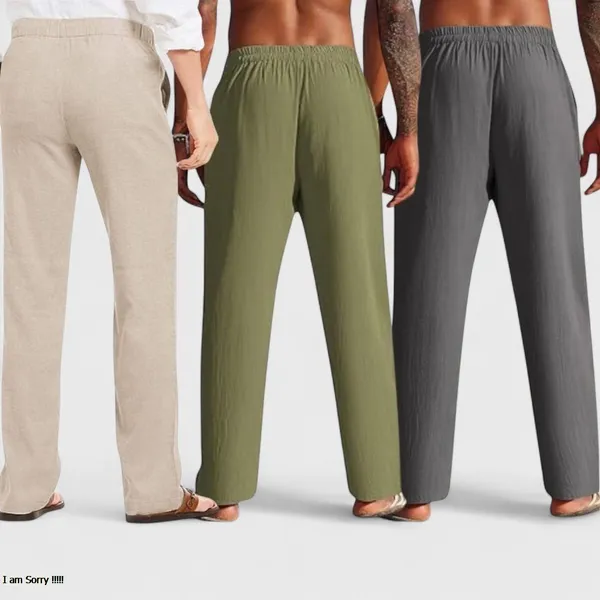 Combo_Of_3_Linen_Loose_Fit_Men_Pant_Dark_Gray_Olive_Green_And_Light_Beige_50455