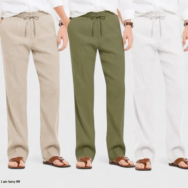 Combo_Of_3_Linen_Loose_Fit_Men_Pant_White_Olive_Green_And_Light_Beige_50456