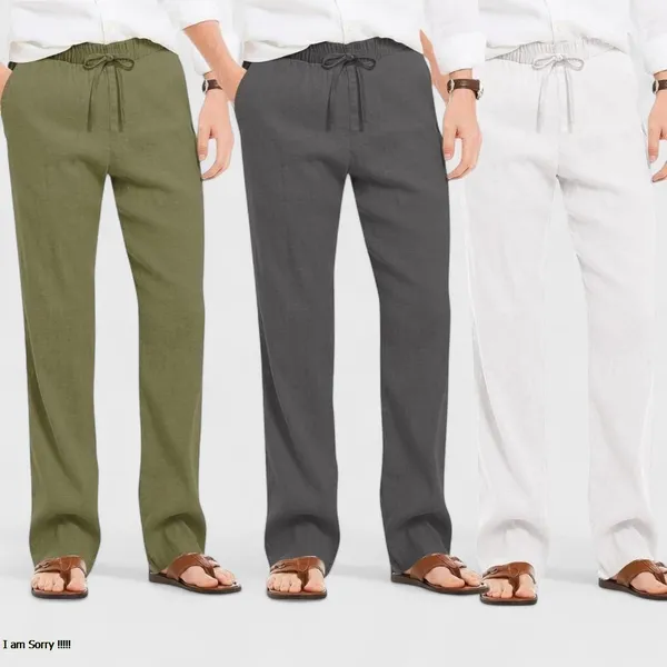 Combo_Of_3_Linen_Loose_Fit_Men_Pant_White_Dark_Gray_And_Olive_Green_50461