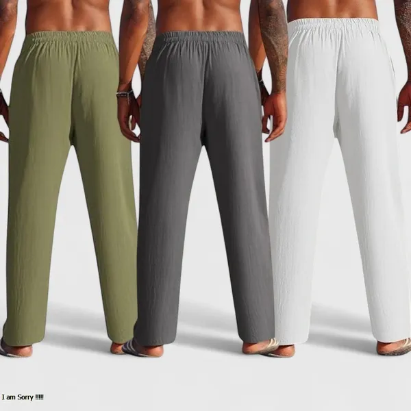 Combo_Of_3_Linen_Loose_Fit_Men_Pant_White_Dark_Gray_And_Olive_Green_50461