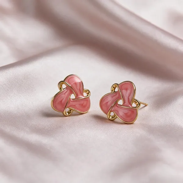 Pink_Gold_Tone_Stud_Earrings_for_Women