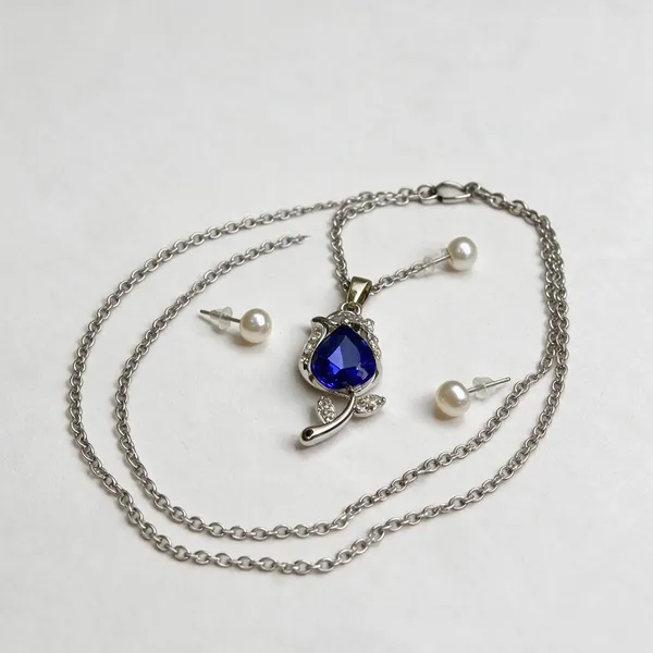 Blue_Silver_Tone_Necklace_Set_for_Women