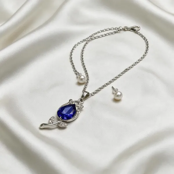 Blue_Silver_Tone_Necklace_Set_for_Women