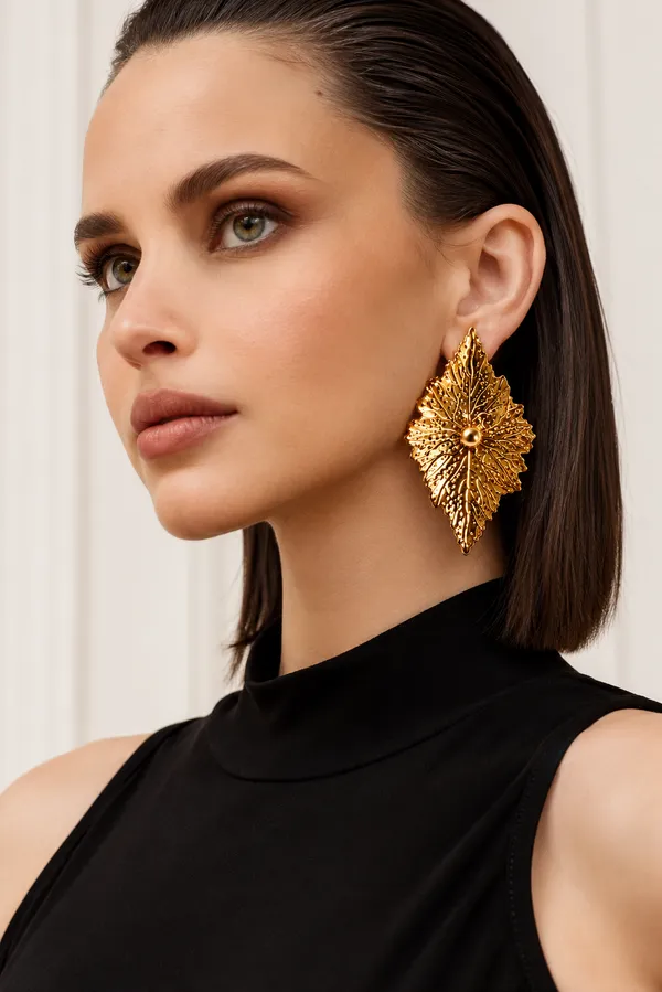 Golden_Leaf_Embossed_Statement_Earrings_for_Women's_