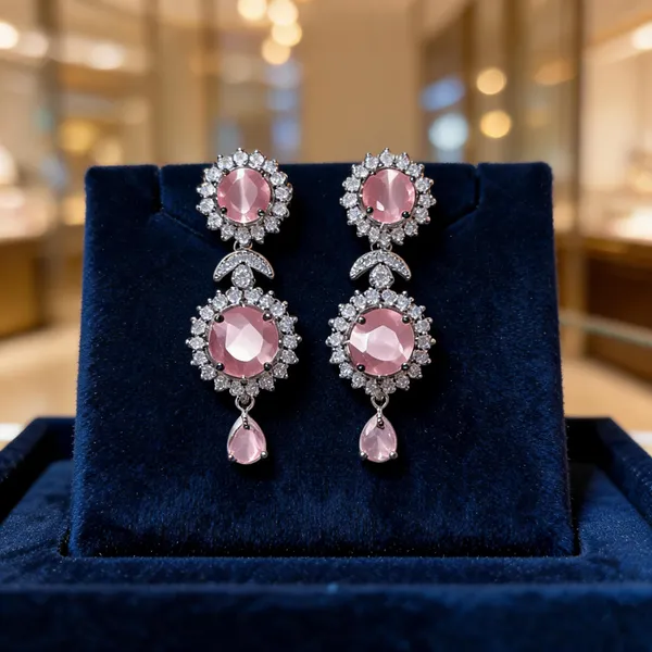 White_And_Pink_Metal_Alloy_Earring_For_Women