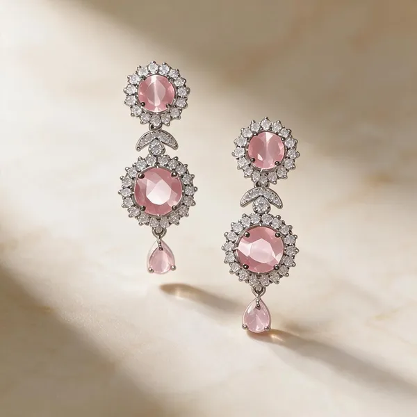 White_And_Pink_Metal_Alloy_Earring_For_Women