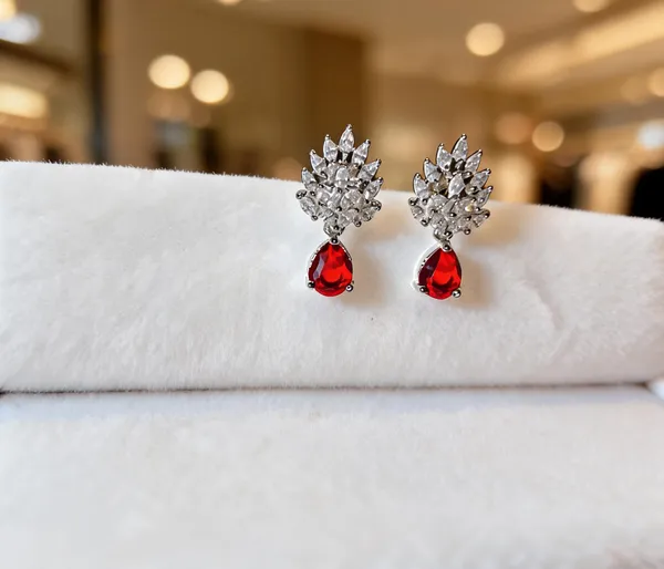 White_And_Red_Metal_Alloy_Earring_For_Women