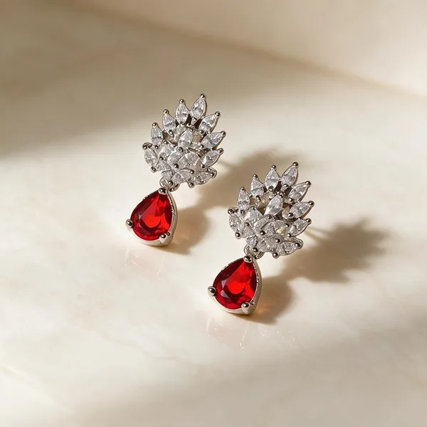 White_And_Red_Metal_Alloy_Earring_For_Women