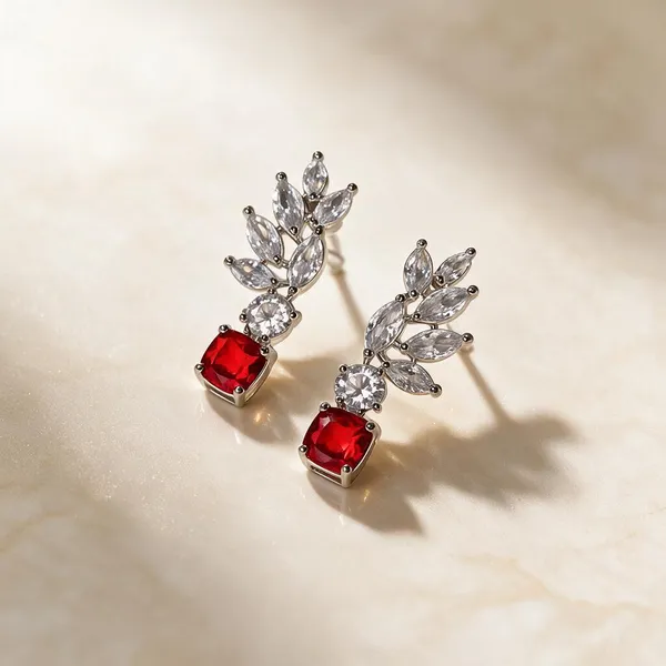 White_And_Red_Metal_Alloy_Earring_For_Women