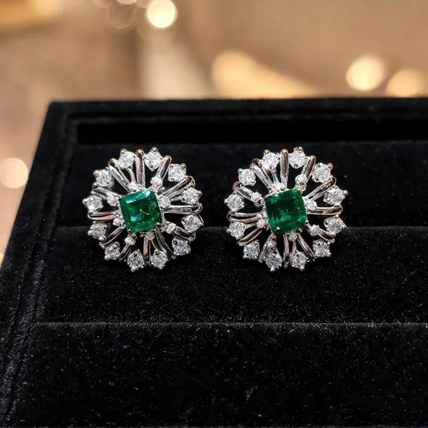 White_And_Green_Metal_Alloy_Earring_For_Women