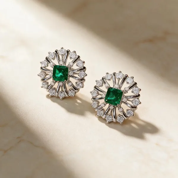 White_And_Green_Metal_Alloy_Earring_For_Women
