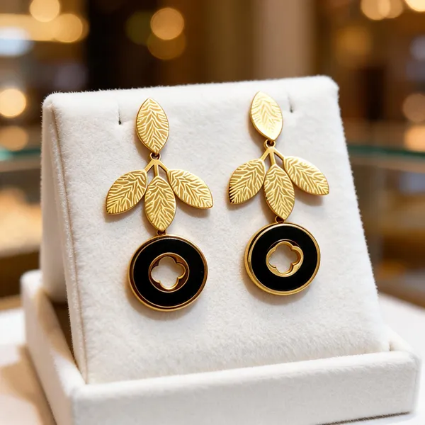 Gold_Metal_Alloy_Leaf_Black_Accent_Drop_Earrings_For_Women