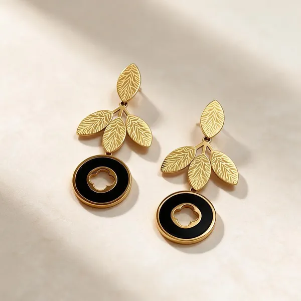 Gold_Metal_Alloy_Leaf_Black_Accent_Drop_Earrings_For_Women