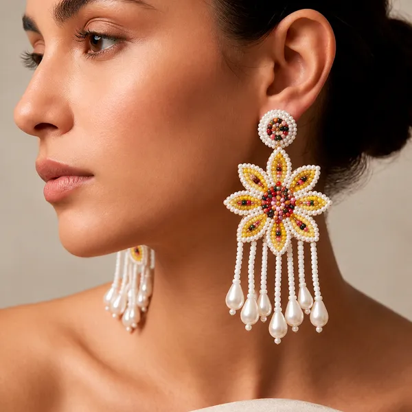 Multicolour_Handcraft_Beaded_Floral_Dangler_Drop_Earrings_For_Women