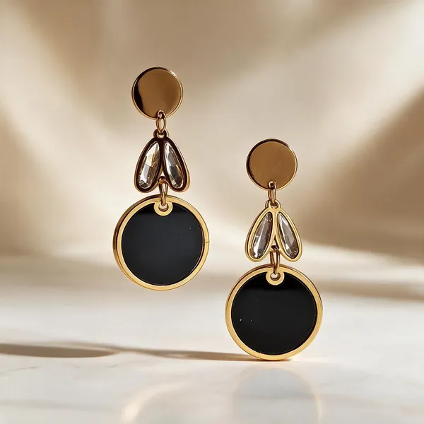 Gold_Metal_Alloy_Black_Accent_Linked_Drop_Earrings_For_Women