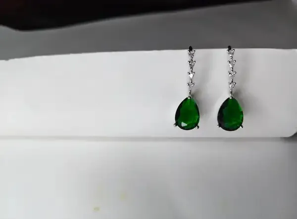 White_And_Green_Metal_Alloy_Earring_For_Women
