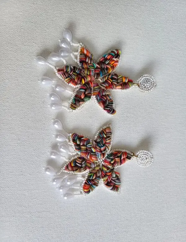 Multicolour_Handcraft_Beaded_Floral_Drop_Earrings_For_Women