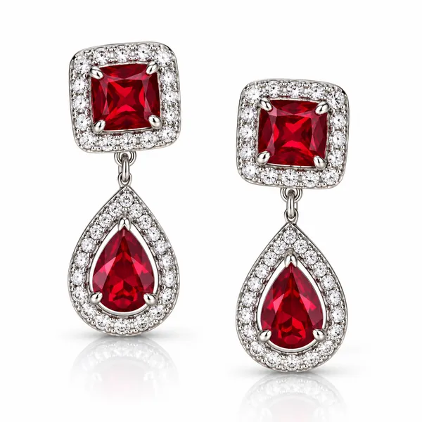 White_And_Red_Metal_Alloy_Earring_For_Women