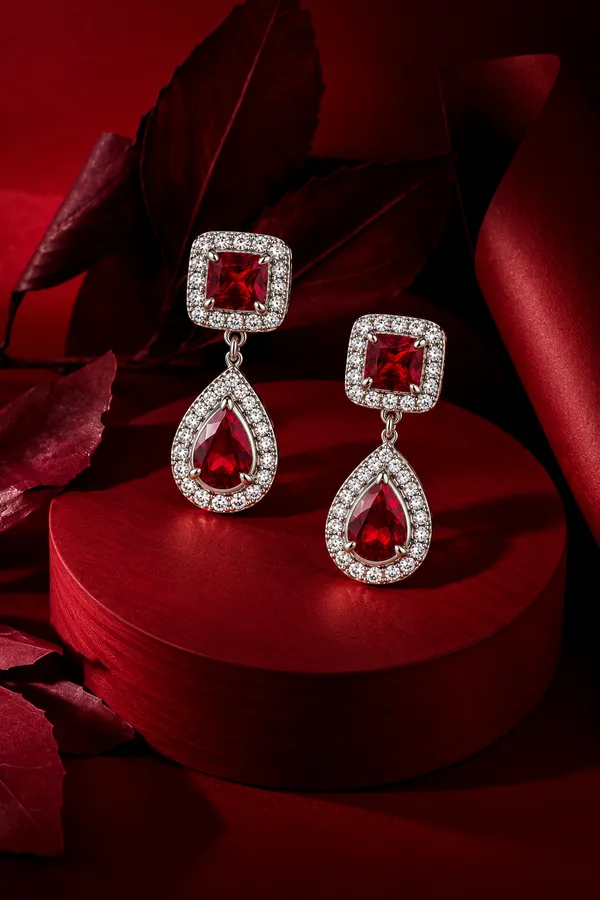 White_And_Red_Metal_Alloy_Earring_For_Women