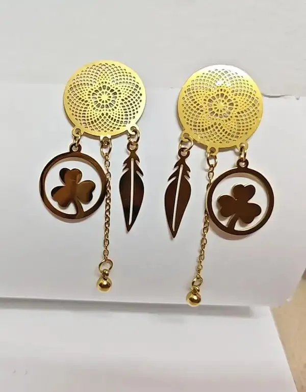 Gold_Metal_Alloy_Floral_Feather_Chain_Dangling_Drop_Earrings_For_Women