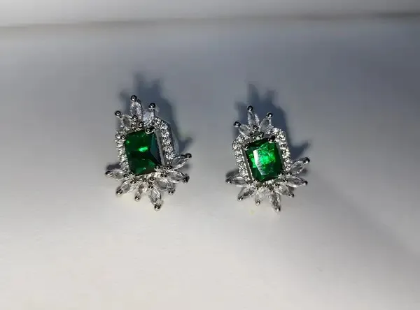 White_And_Green_Metal_Alloy_Earring_For_Women