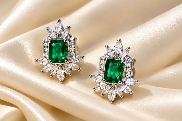 White_And_Green_Metal_Alloy_Earring_For_Women