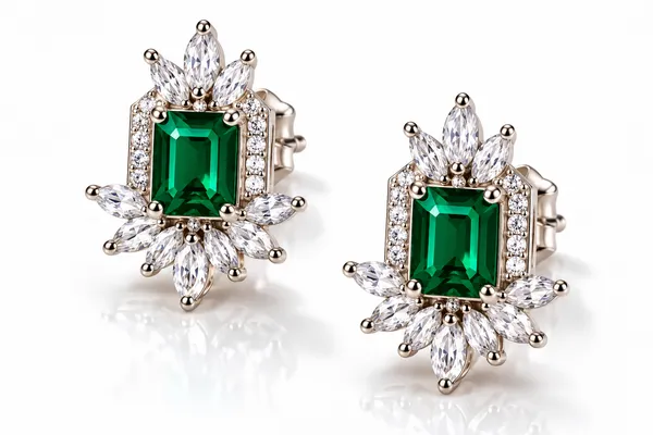 White_And_Green_Metal_Alloy_Earring_For_Women