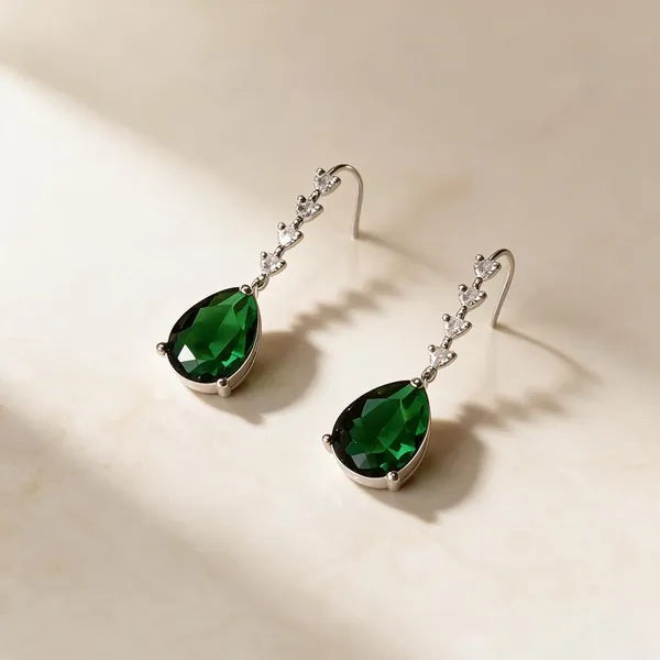 White_And_Green_Metal_Alloy_Earring_For_Women