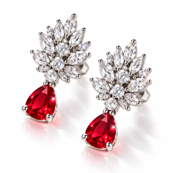 White_And_Red_Metal_Alloy_Earring_For_Women