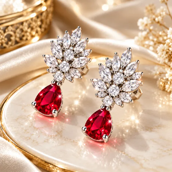 White_And_Red_Metal_Alloy_Earring_For_Women