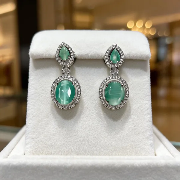 White_And_Green_Metal_Alloy_Earring_For_Women